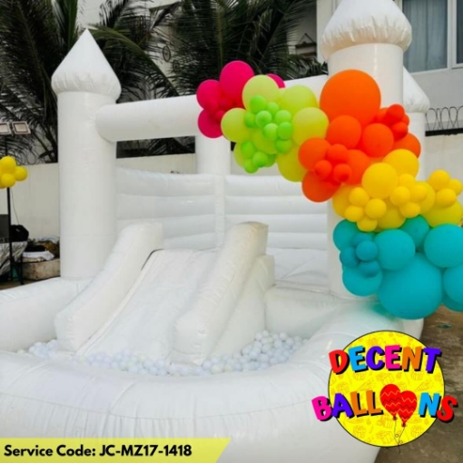 Picture of White Ball Pit Slide Jumping Castle Combo